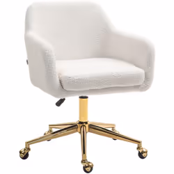 Découvrez le confort de la chaise de bureau HOMCOM avec son assise en velours teddy et réglage facile par levier à gaz de cla ...