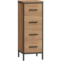 Homcom - Chiffonnier industriel bois et métal 4 tiroirs dim. 30 x 30 x 82 cm