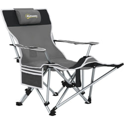 Outsunny - Chaise de camping pliante - repose-pied amovible, rangements - sac transport - gris