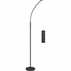 Éclairez votre espace avec le lampadaire LED HOMCOM, avec fonction mémoire, modes lecture et nuit. Ajustez la luminosité et t ...