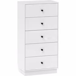 Cherchez une option de rangement élégante pour votre chambre ? La commode HOMCOM avec 5 tiroirs spacieux, fabriquée en pannea ...