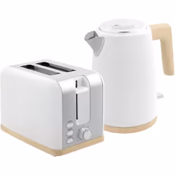 Apportez une touche d'élégance à votre cuisine avec l'ensemble bouilloire et grille-pain blanc HOMCOM. Leur finition mate et  ...