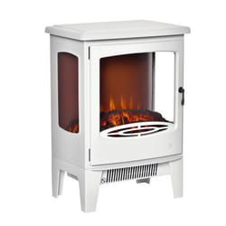 Cheminée électrique - HOMCOM - néo-rétro - 900-1800 W Simulation Flammes LED luminosité réglable - Acier - 39x26x54.8cm - Blanc