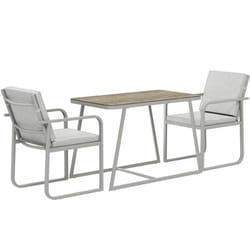 Salon de jardin design relax 2 personnes 3 pièces avec coussins déhoussables gris