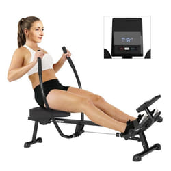 Rameur hydraulique à 12 niveaux - SPORTNOW - écran LCD - cardio à domicile - noir