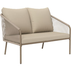 Outsunny - Canapé de jardin 2 places style bohème chic avec coussins assise dossier acier résine filaire grège