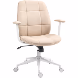 Optez pour la chaise de bureau HOMCOM en tissu effet lin avec rembourrage mousse. Fonction à bascule, réglage de hauteur par  ...