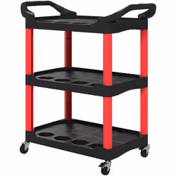 Découvrez le chariot à outils HOMCOM : trois étagères, trous de rangement, parfait pour tous vos outils. Maniable avec poigné ...