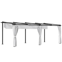 Pergola jardin exterieur 3 x 6 m - Outsunny - toit coulissante rétractable - parois latérales - abri soleil UPF30+ - gris