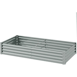 Carré potager rectangulaire dim. 180 x 90 x 30 cm acier galvanisé ondulé argenté