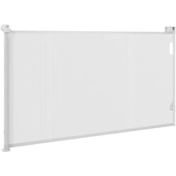 Pawhut - Barrière de sécurité chien rétractable 0-144 cm H.87 cm verrouillage auto alu pvc blanc