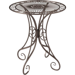 Outsunny - Table de jardin ronde 2 places style fer forgé dia. 85 cm métal brun