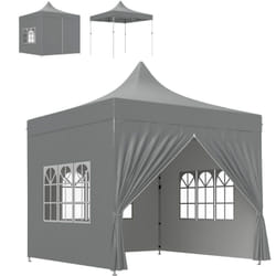 Outsunny - Tonnelle barnum pop-up 3 x 3 m 4 parois latérales amovibles 3 fenêtres hauteur réglable sac transport gris