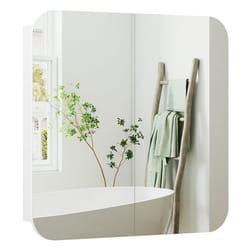 Armoire murale salle de bain avec miroir arqué - HOMCOM - avec étagère réglable et 2 portes miroir - 68 x 13 x 66 cm - blanc