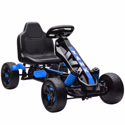 Kart à pédales pour enfants - AIYAPLAY - roue libre frein roues EVA antidérapantes - plastique et métal - 100x59x605cm - bleu