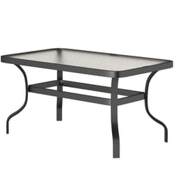 Outsunny - Table basse de jardin rectangulaire dim. 95 x 55 x 46 cm métal noir plateau verre trempé texturé