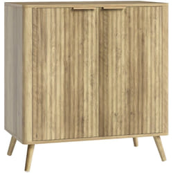Homcom - Buffet sur pieds design effet bois façade cannelée - 2 portes, étagère - dim. 77 x 40 x 81 cm