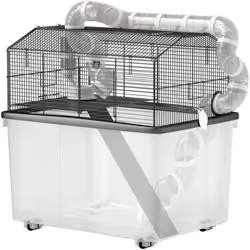 Explorez la Cage pour hamster PawHut, deux niveaux avec tubes pour aventures infinies. Plateau de 31 cm pour un espace propre ...