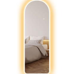 Homcom - Miroir mural led arqué pleine longueur dim. 40L x 120H cm - miroir led réglable tactile - verre trempé