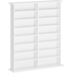 Tagère range cd - meuble rangement cd dvd - 16 compartiments, 12 étagères réglables - max 720 CD/396 dvd - blanc