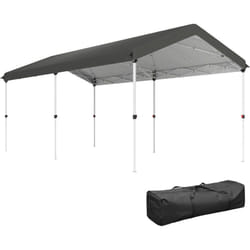Outsunny - Tonnelle barnum pliable pop up 3 x 6 m - hauteur réglable - sac transport toile haute densité UPF50+ gris foncé
