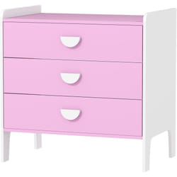 Aiyaplay - Commode 3 tiroirs pour enfant - commode design girly sur pieds bicolore blanc rose - 60 x 40 x 60 cm