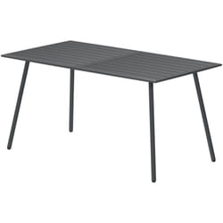 Outsunny - Table à manger de jardin 6 personnes dim. 150 x 80 x 74 cm plateau à lattes acier époxy gris