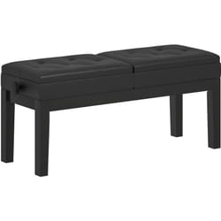 Banc de piano réglable en hauteur - tabouret de piano avec rangement - bois assise pu capitonné noir