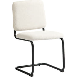 Homcom - Chaise design cantilever - chaise visiteur - métal noir effet laine bouclée blanc crème