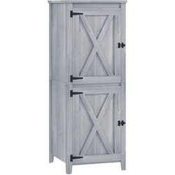 Outsunny - Armoire de jardin en bois gris - 2 portes verrouillables, 2 étagères amovibles - dim. 60 x 60 x 160 cm