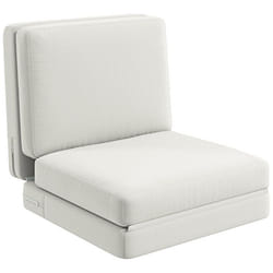 Canapé convertible 1 place HOMCOM fauteuil paresseux fauteuil lit pour invités salon charge 240 kg 75 x 268 x 18 cm crème