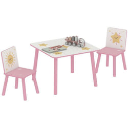 Table enfant avec chaise - AIYAPLAY - motifs détoile - pour dessiner jouer étudier - en bois - 60 x 60 x 44 cm - rose