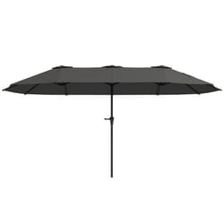 Parasol de jardin double - Outsunny - 4 x 22 x 23 m - rectangulaire - ouverture fermeture manivelle - toile 180 g/m² - gris foncé