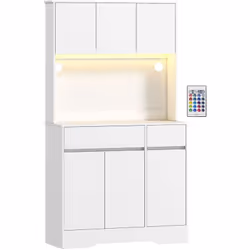 Ce meuble moderne avec plan de travail ouvert, tiroirs et étagères réglables organise parfaitement l'espace. Le ruban LED RGB ...
