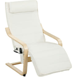 Fauteuil de relaxation massant chauffant style nordique repose-pieds ajustable bois crème