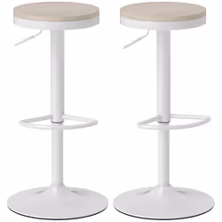 Lot de 2 tabourets de bar - HOMCOM - pivotants - assise en hévéa hauteur réglable - cadre en acier - 385 x 385 x 60-80 cm -