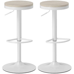 Lot de 2 tabourets de bar - HOMCOM - pivotants - assise en hévéa hauteur réglable - cadre en acier - 385 x 385 x 60-80 cm -