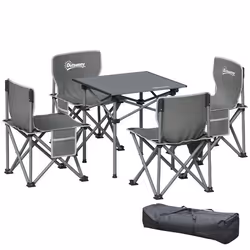 Ensemble de meubles de camping - Outsunny - 5 pièces pliantes - table et 4 chaises - poches latérales sacs de transport - gri ...