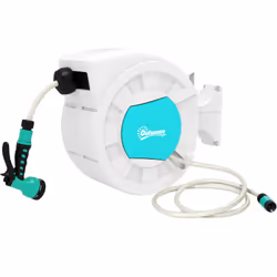 Découvrez le enrouleur de tuyaux d'arrosage pour jardin Outsunny avec tuyau de 25 m, pivotant à 180° et résistant aux UV. Mon ...