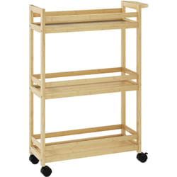 Homcom - Porte-serviettes style cosy bambou verni 3 barres étagère sol H.84 cm