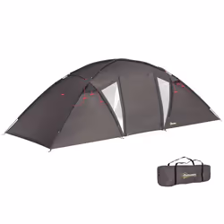 Tente de camping - Outsunny - pour 4-6 personnes - imperméable 3000 mm - avec 2 portes sac de transport tapis de sol - noir