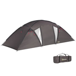 Tente de camping - Outsunny - pour 4-6 personnes - imperméable 3000 mm - avec 2 portes sac de transport tapis de sol - noir