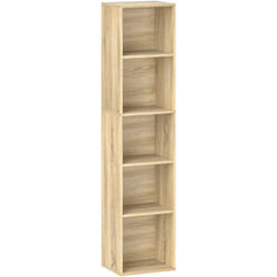 Homcom - tagère cube colonne - bibliothèque - rangement 5 compartiments - dim. 30 x 24 x 133 cm - effet bois naturel