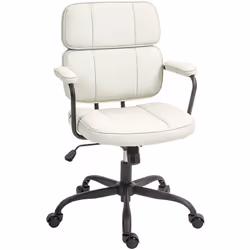 Découvrez la chaise de bureau HOMCOM, avec son rembourrage mousse de densité moyenne et revêtement synthétique facile à netto ...