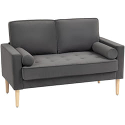 Homcom - Canapé scandinave 2 places en tissu gris et bois clair