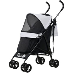 Pawhut - Poussette chien 4 roues pliable avec bandoulière - nombreux équipements - noir gris clair