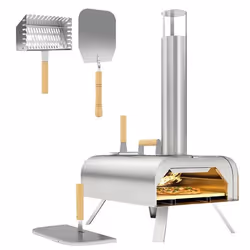 Four à pizza extérieur - Outsunny - portable - à bois ou pellet - pierre à pizza pieds pliables cheminée - acier inoxydable a ...