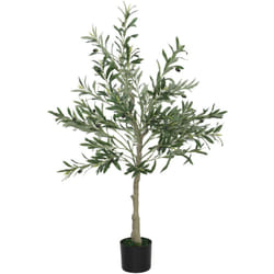 Homcom - Olivier artificiel H.120 cm - grand réalisme - 450 feuilles en soie, 20 olives - mousse effet lichen pot inclus