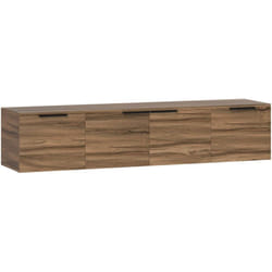 Homcom - Meuble tv suspendu flottant design effet bois de noyer 4 portes 2 étagères dim. 150 x 35 x 32 cm