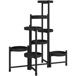 Outsunny - tagère à fleurs design pliable - étagère pour plantes - 8 niveaux - métal thermolaqué noir